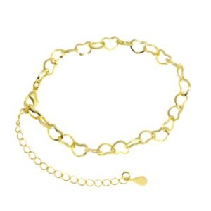 Pulseira Elo Corações 16cm