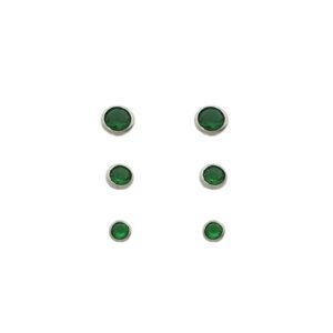 Brinco Trio Verde Prata 925