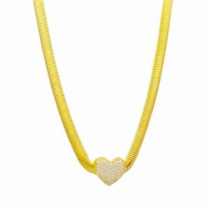 Choker Malha Coração Cravejado